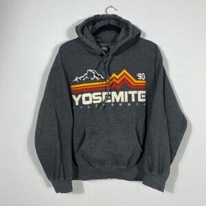 vintage-style Yosemite National Park pullover hoodie gray with a retro graphic L
